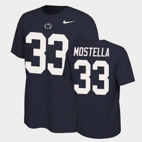 #33 Bryce Mostella Name and Number PSU Name & Number Retro Men Navy T-Shirt 850285-746