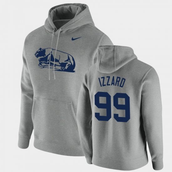 #99 Coziah Izzard Vintage School Logo Penn State Pullover Men\'s Heathered Gray Hoodie 251326-201