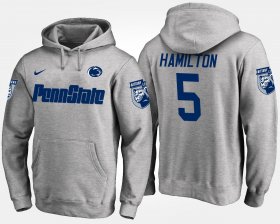 #5 DaeSean Hamilton Name and Number Penn State Nittany Lions Men's Gray Hoodie 850911-344