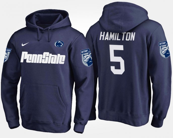 #5 DaeSean Hamilton Name and Number Penn State Nittany Lions Men Navy Hoodie 832617-672