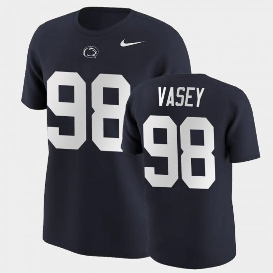 #98 Dan Vasey College Football Penn State Name & Number Men Navy T-Shirt 369810-599