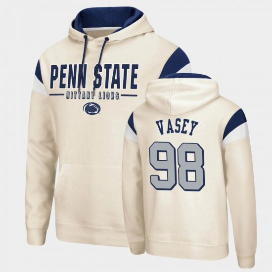 #98 Dan Vasey Fortress PSU Pullover Men\'s Cream Hoodie 782322-473