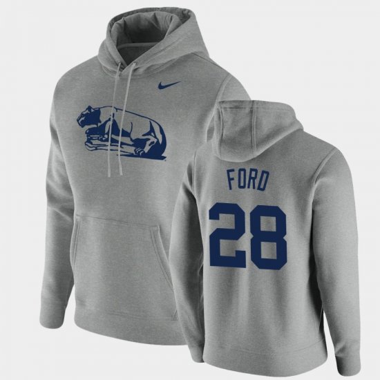 #28 Devyn Ford Vintage School Logo Penn State Pullover Men\'s Heathered Gray Hoodie 314989-744