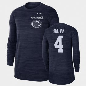 #4 Journey Brown 2021 Sideline Velocity Penn State Long Sleeve Men Navy T-Shirt 426008-721