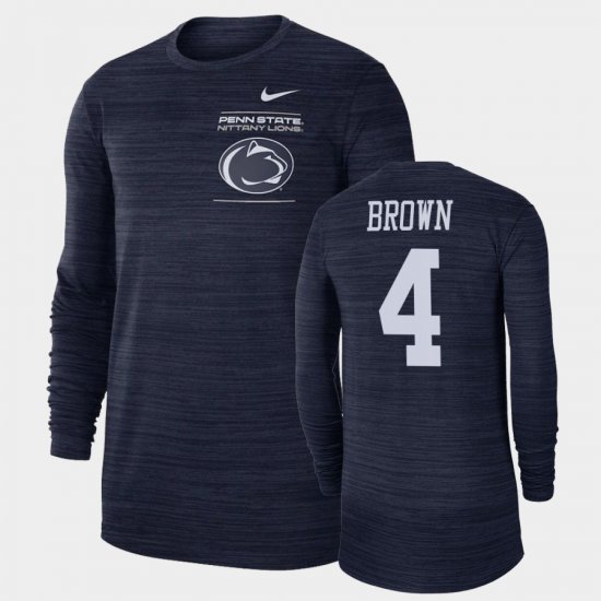 #4 Journey Brown 2021 Sideline Velocity Penn State Long Sleeve Men Navy T-Shirt 426008-721