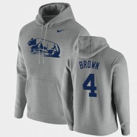 #4 Journey Brown Vintage School Logo Penn State Nittany Lions Pullover Men's Heathered Gray Hoodie 313444-892