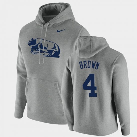 #4 Journey Brown Vintage School Logo Penn State Nittany Lions Pullover Men\'s Heathered Gray Hoodie 313444-892