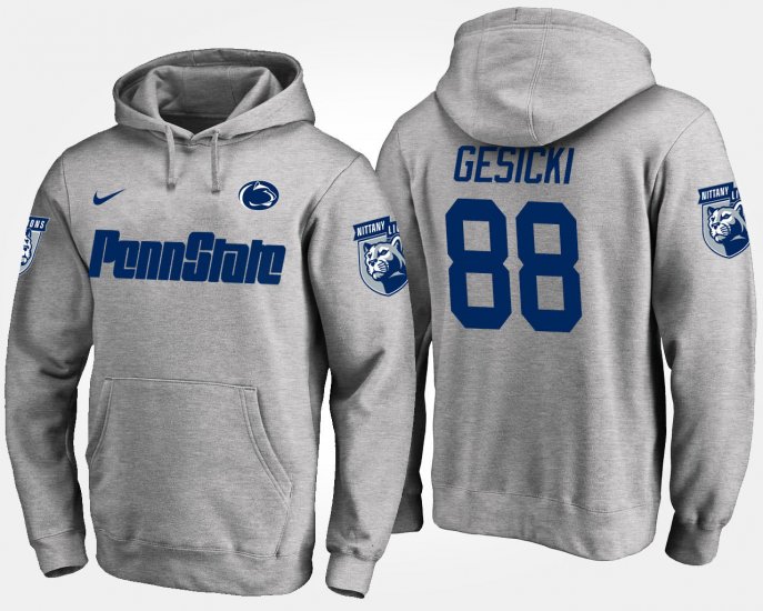 #88 Mike Gesicki Name and Number PSU Men\'s Gray Hoodie 394245-269