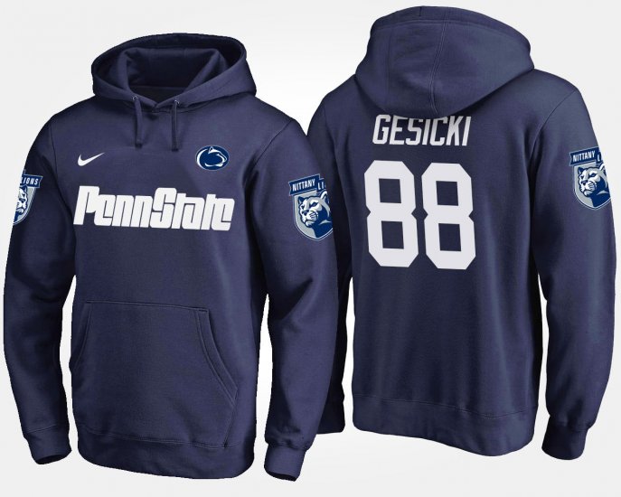 #88 Mike Gesicki Name and Number Penn State Mens Navy Hoodie 806770-322