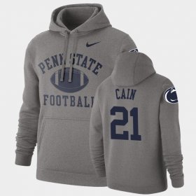 #21 Noah Cain Retro Football Penn State Nittany Lions Pullover Men Heathered Gray Hoodie 737724-619