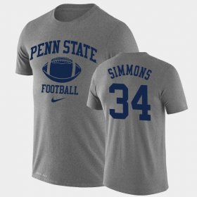 #34 Shane Simmons Retro Football Penn State Nittany Lions Lockup Legend Performance Men's Heathered Gray T-Shirt 125471-670 #34 Shane Simmons Retro Football Penn State Nittany Lions Lockup Legend Performance Men's Heathered Gray T-Shirt 125471-670