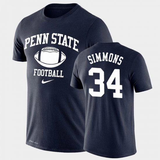 #34 Shane Simmons Retro Football PSU Lockup Legend Performance Men Navy T-Shirt 724728-401
