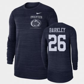 #26 Saquon Barkley 2021 Sideline Velocity Penn State Long Sleeve Men's Navy T-Shirt 136020-602