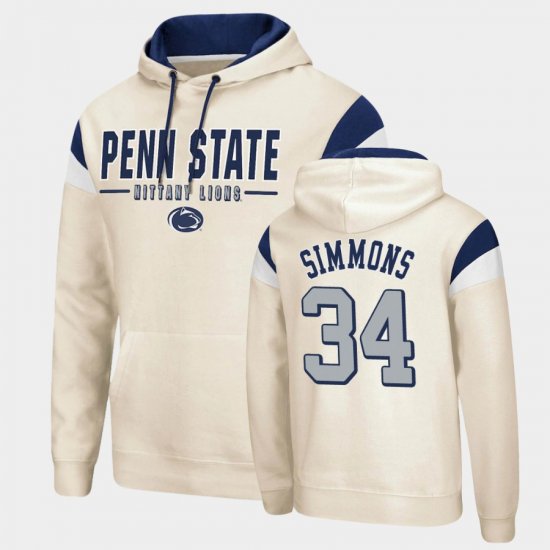 #34 Shane Simmons Fortress Penn State Pullover Men\'s Cream Hoodie 386494-675
