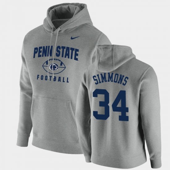#34 Shane Simmons Oopty Oop Penn State Football Pullover Mens Gray Hoodie 942712-477