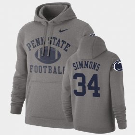 #34 Shane Simmons Retro Football PSU Pullover Men's Heathered Gray Hoodie 414332-524