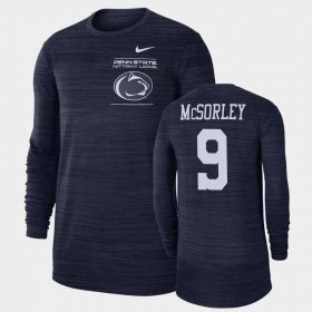 #9 Trace McSorley 2021 Sideline Velocity Penn State Long Sleeve Men Navy T-Shirt 191743-582