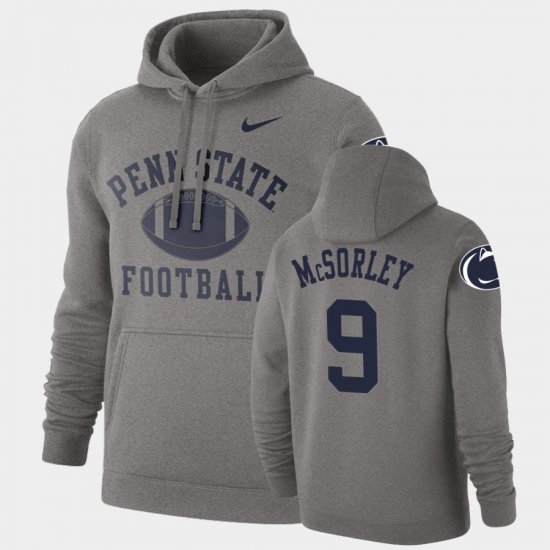 #9 Trace McSorley Retro Football Penn State Nittany Lions Pullover Mens Heathered Gray Hoodie 133079-668