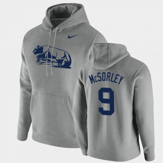 #9 Trace McSorley Vintage School Logo Penn State Nittany Lions Pullover Men Heathered Gray Hoodie 803856-295
