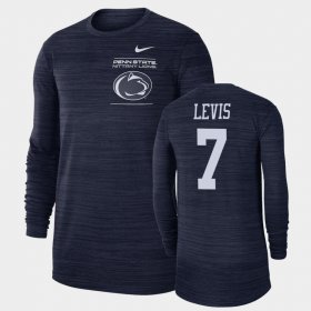 #7 Will Levis 2021 Sideline Velocity Penn State Nittany Lions Long Sleeve Men's Navy T-Shirt 156514-244