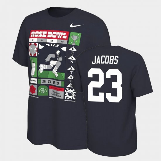 #23 Curtis Jacobs College Football PSU 2023 Rose Bowl Men\'s Navy T-Shirt 903432-814