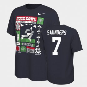 #7 Kaden Saunders College Football Nittany Lions 2023 Rose Bowl Men Navy T-Shirt 342558-592