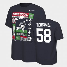 #58 Landon Tengwall College Football Nittany Lions 2023 Rose Bowl Men's Navy T-Shirt 652718-877